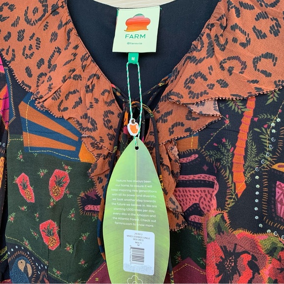 FARM RIO Mixed Leopards Jungle Long Sleeve Midi Dress (NWT) - Picture 16 of 16